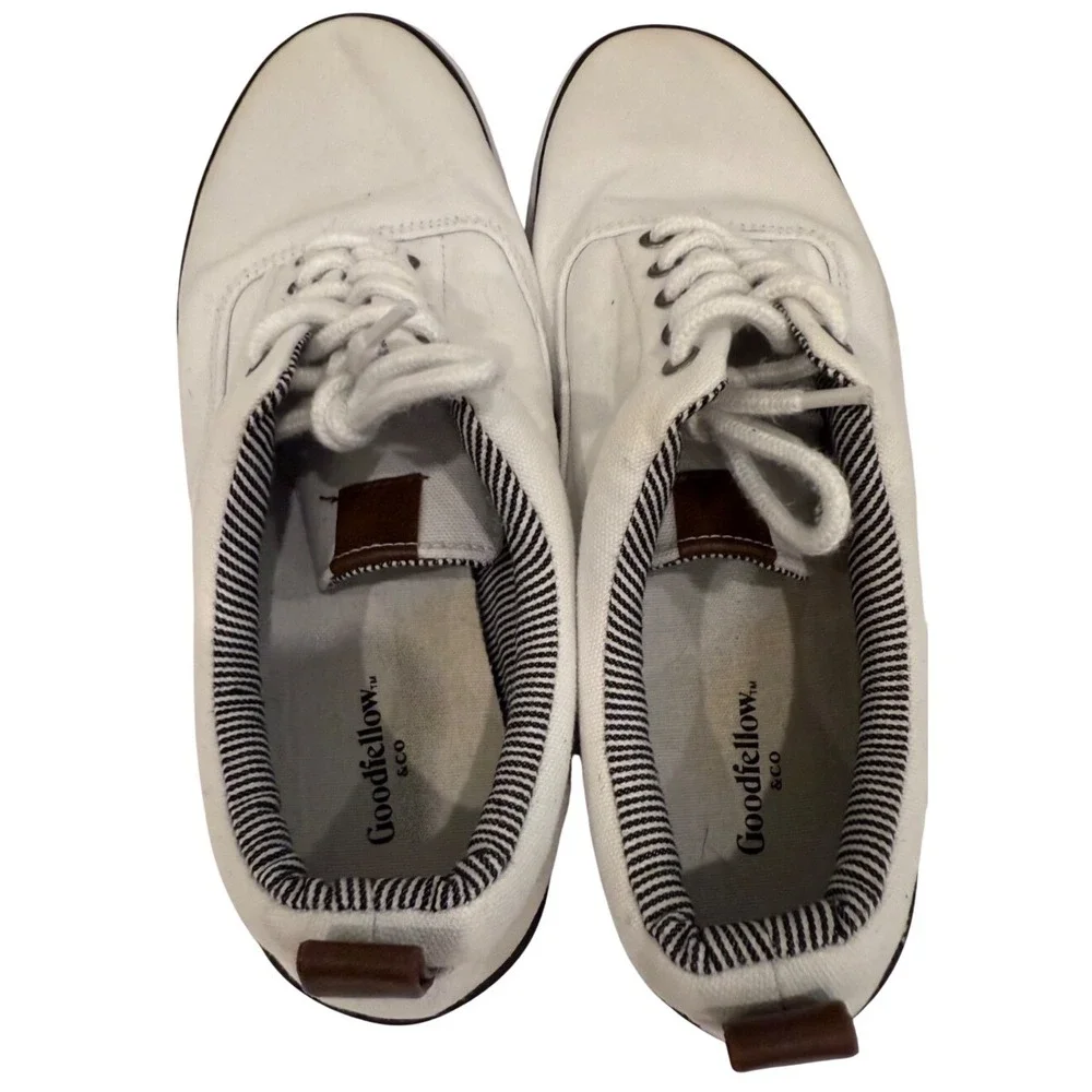 Goodfellow & Co Mens Brady White Canvas Lace Up Low Top‎ Sneaker Shoe Size 8